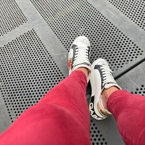 Dolce & Gabbana Black and White Sneakers with Thick Sole and Smooth Material